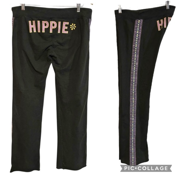 Lucky Brand Pants - Lucky brand S-L sweatpants “hippie” butt embroidery side trim wide leg Y2K boho